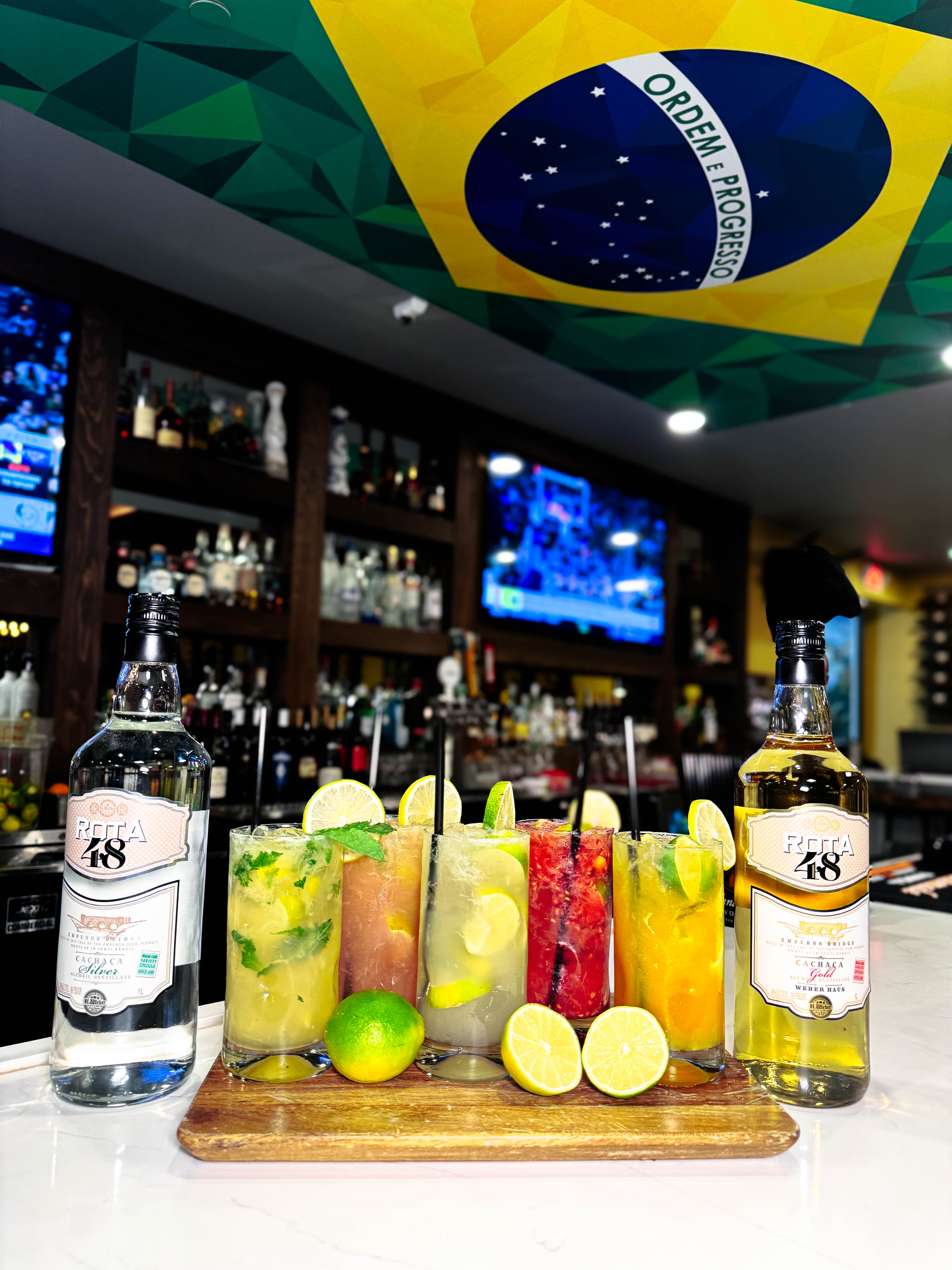 Authentic amateur shot of cocktails at the bar counter